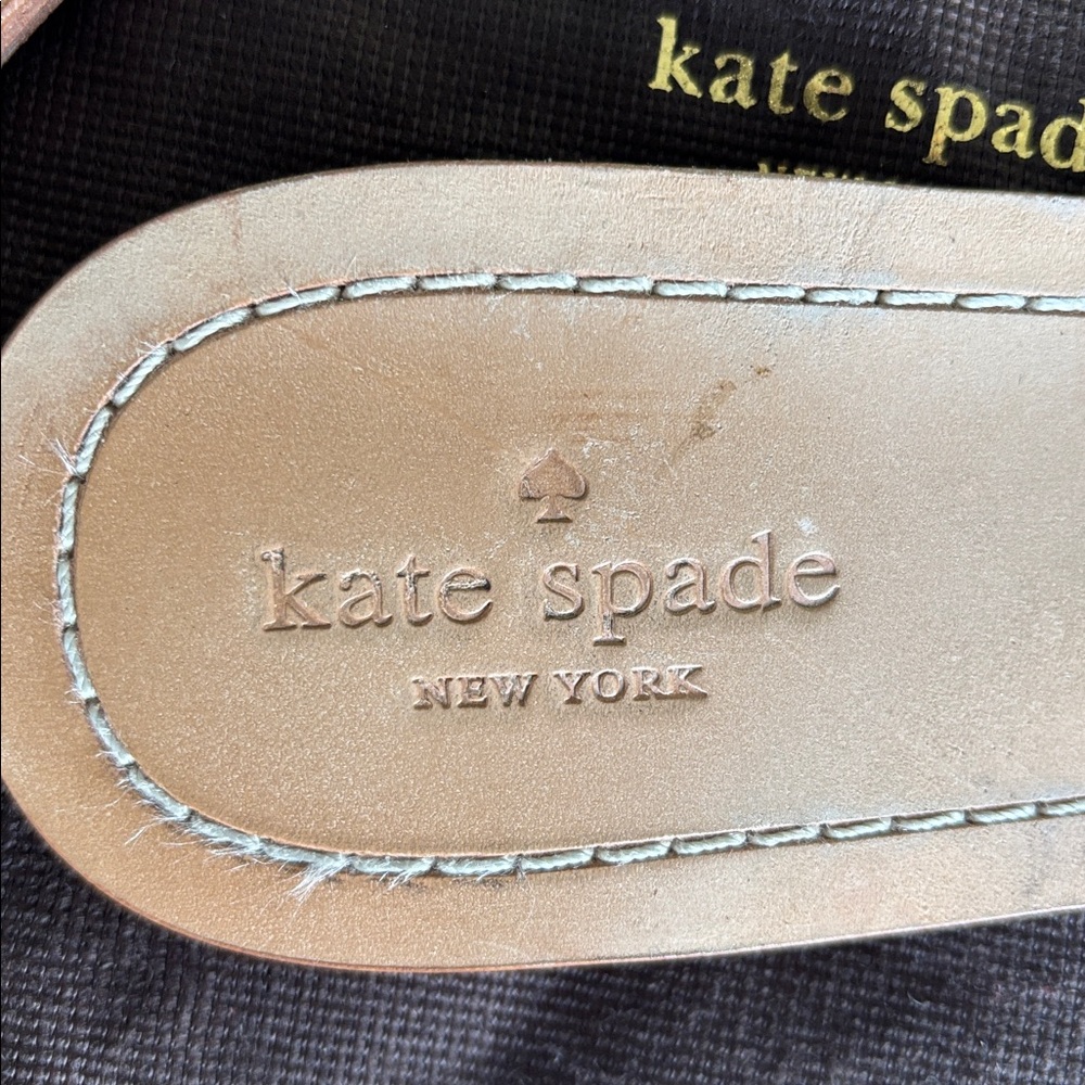 Kate Spade Solaina Natural Woven Embellished Jeweled Leather Slides Sandals 9M - Picture 6 of 11
